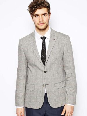 River Island Checked Blazer Wool Blend